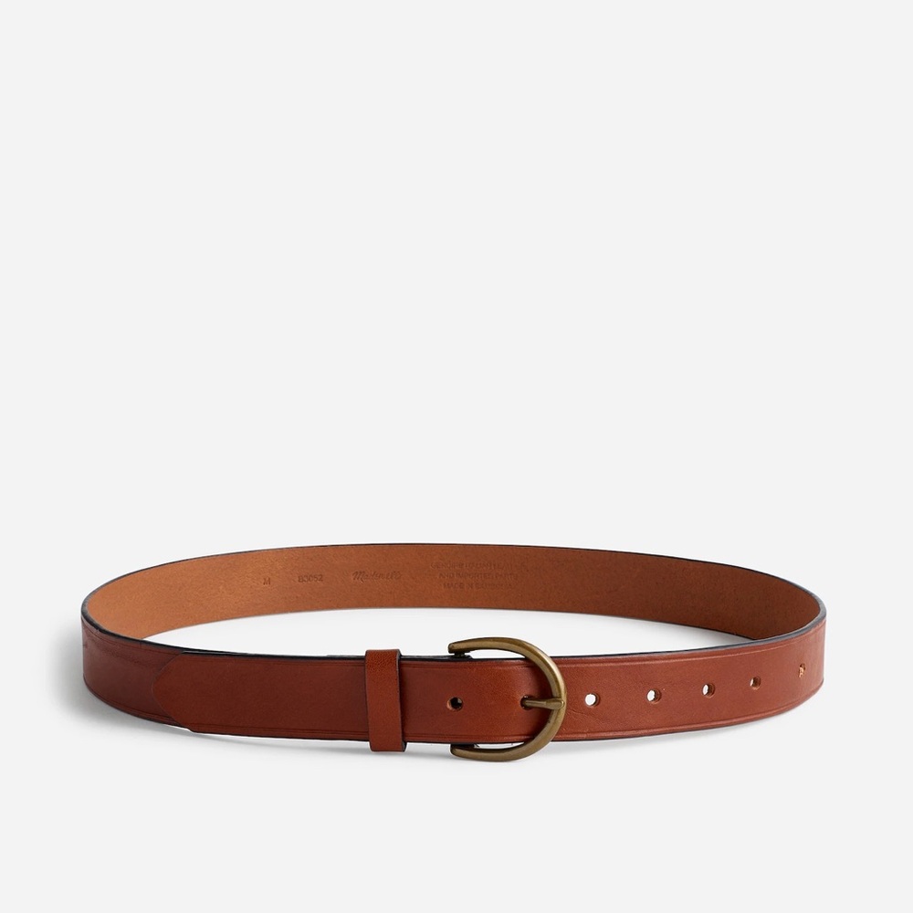 Madewell Brown Leather Belt with Gold Buckle